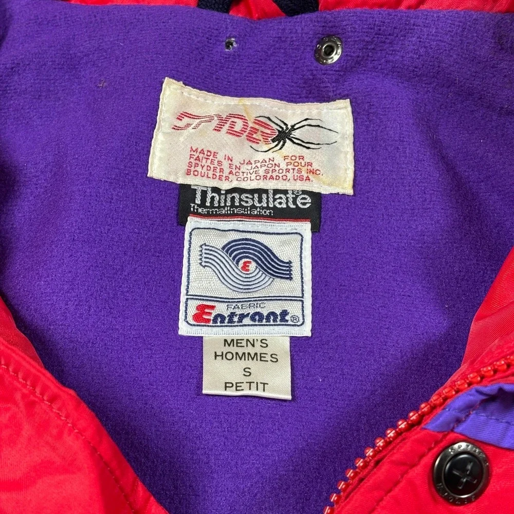 Vintage Spyder Jacket Men Small Red Ski Pullover Quarter Zip Thinsulate 80s Snow - Picture 10 of 14
